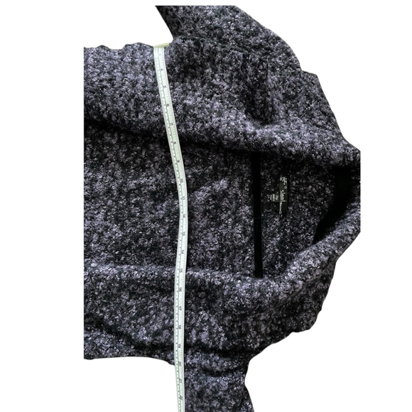 Slonl Wool Cardigan Purple Black Boucle Knit Petite Medium Cozy Layering Sweater - Picture 7 of 8